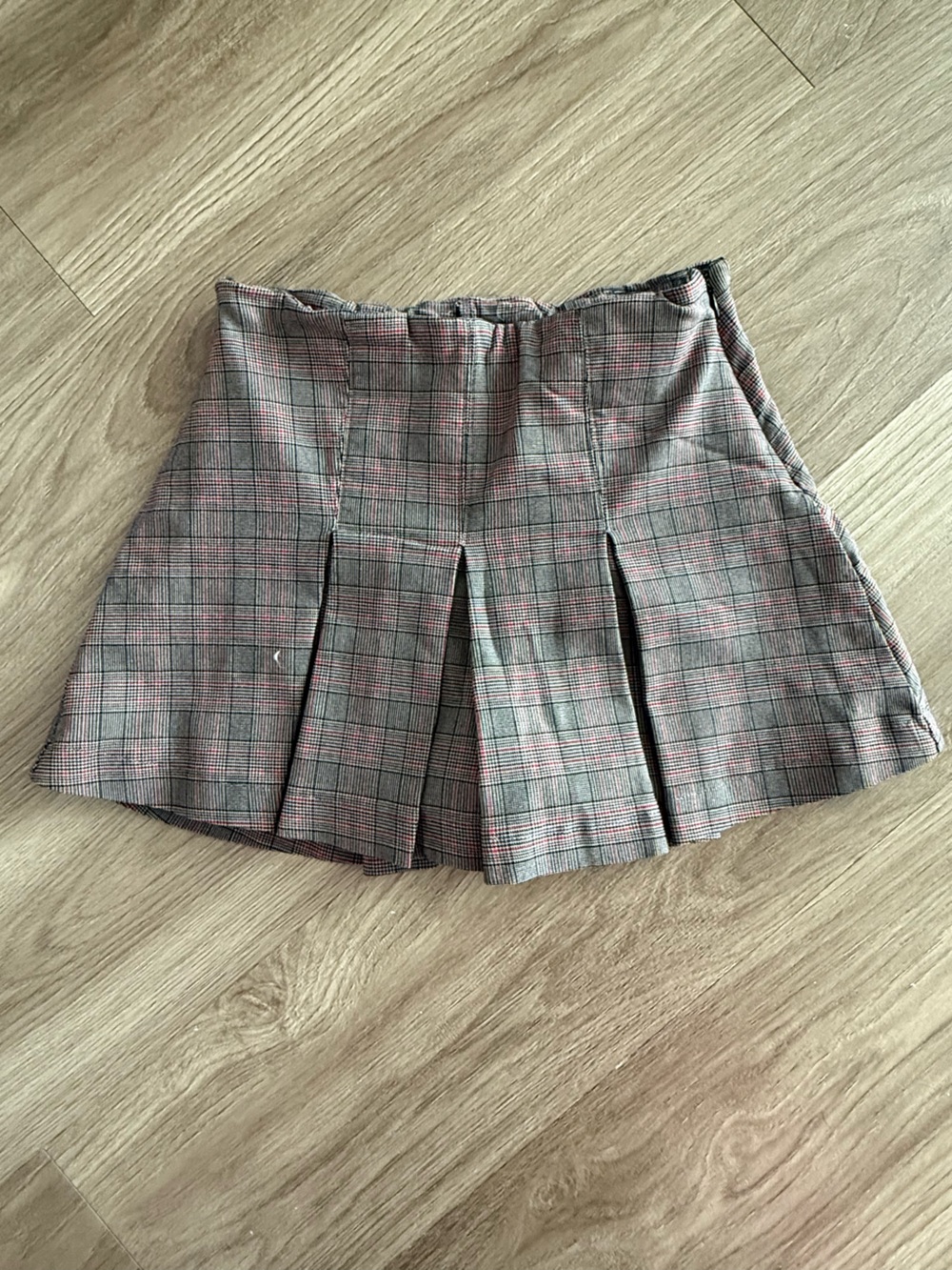 wild fable Grey Plaid Mini Skirt with Pink Accents